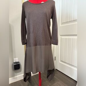 SHAE Anthropologie, Asymmetrical Brown Dress Size L, Silk, Modal & Cashmere